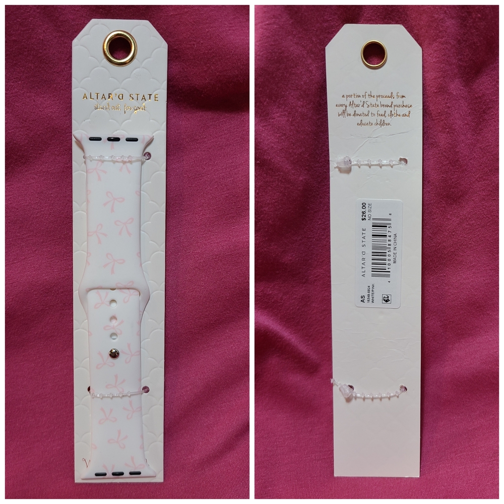 Altar'd State Apple Watch Band - With Pink Bows -Bonus Screen Protector - Picture 3 of 6